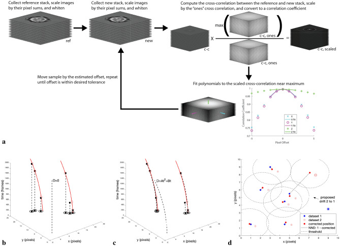 Fiducial-free drift-correction algorithm registering a super-resolution dataset to itself by iterative cross-correlation